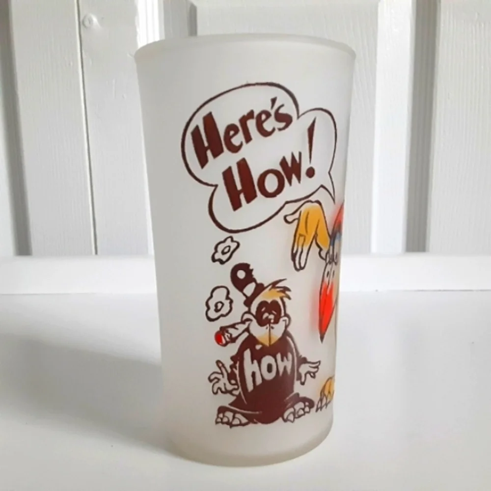 Vintage 50s Here's How! Frosted Tumbler
